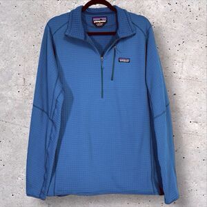 Patagonia R1 Pullover Mens XL Baltic Blue 1/2 Zip Regulator Waffle Polartec READ